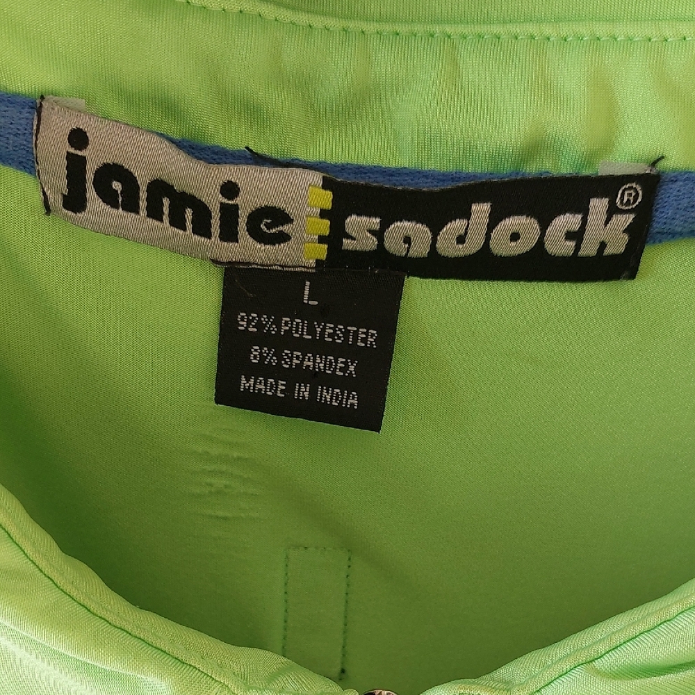 Jamie Sadock Women's Neon Green and Black Golf Polo - Picture 2 of 6